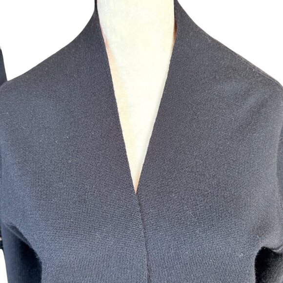 Talbots Petites black wool open cardigan sweater with red interior size PS - Picture 6 of 9